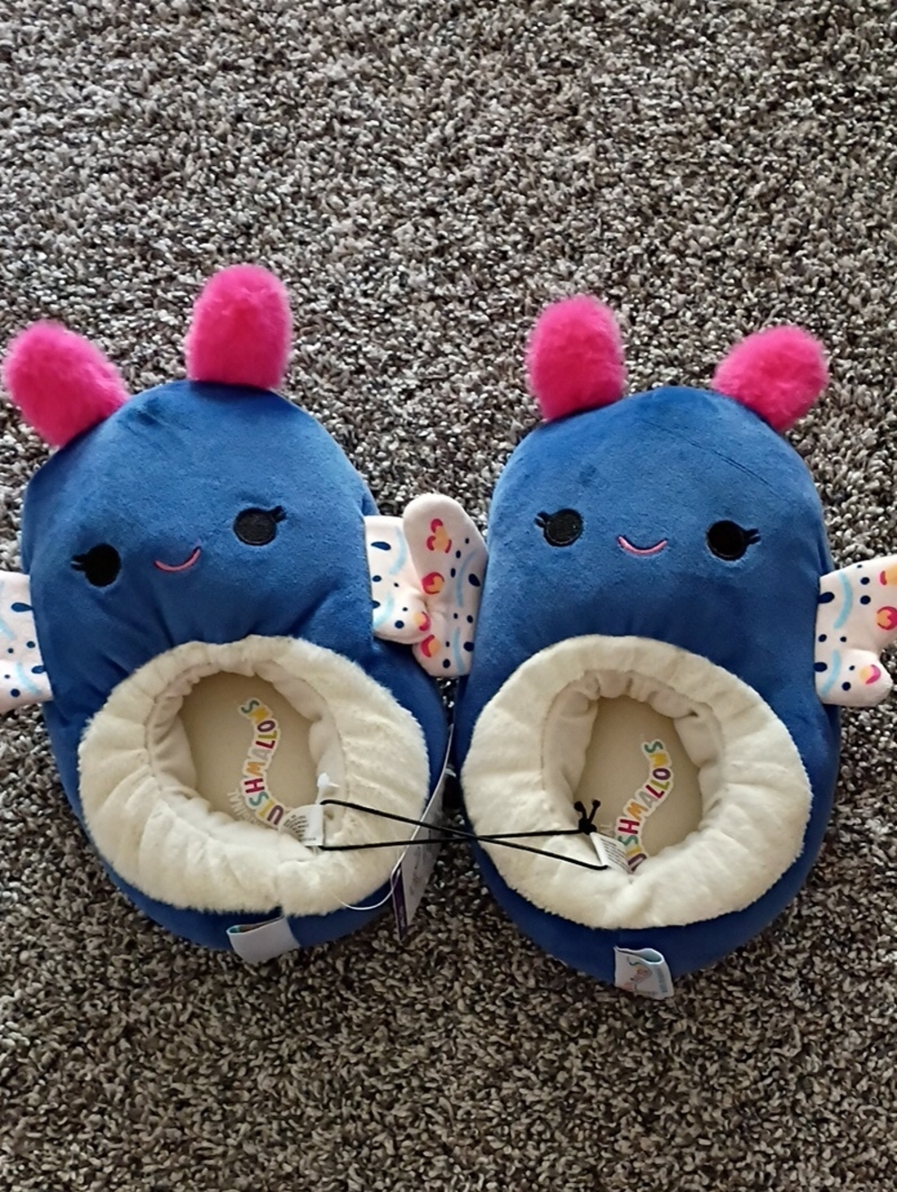 Squishmallows Blue and Pink Plush Kids Slippers